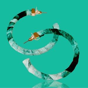 NEW Green & White Fabric Wrapped Hoops